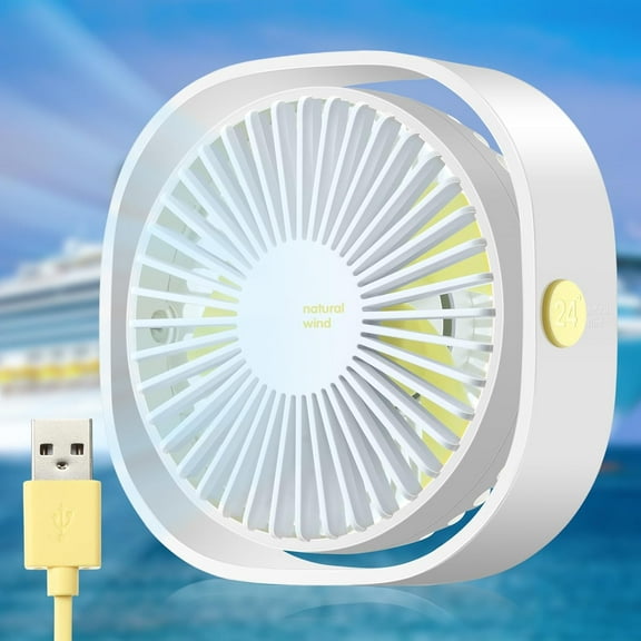 Lsupdaol 1 Pcs Cruise Ship Approved Travel Fan Portable USB Rechargeable Cruise Essentials Small Desk Travel Fan for Office Bedroom Home Sleeping Desktop Beach Camping
