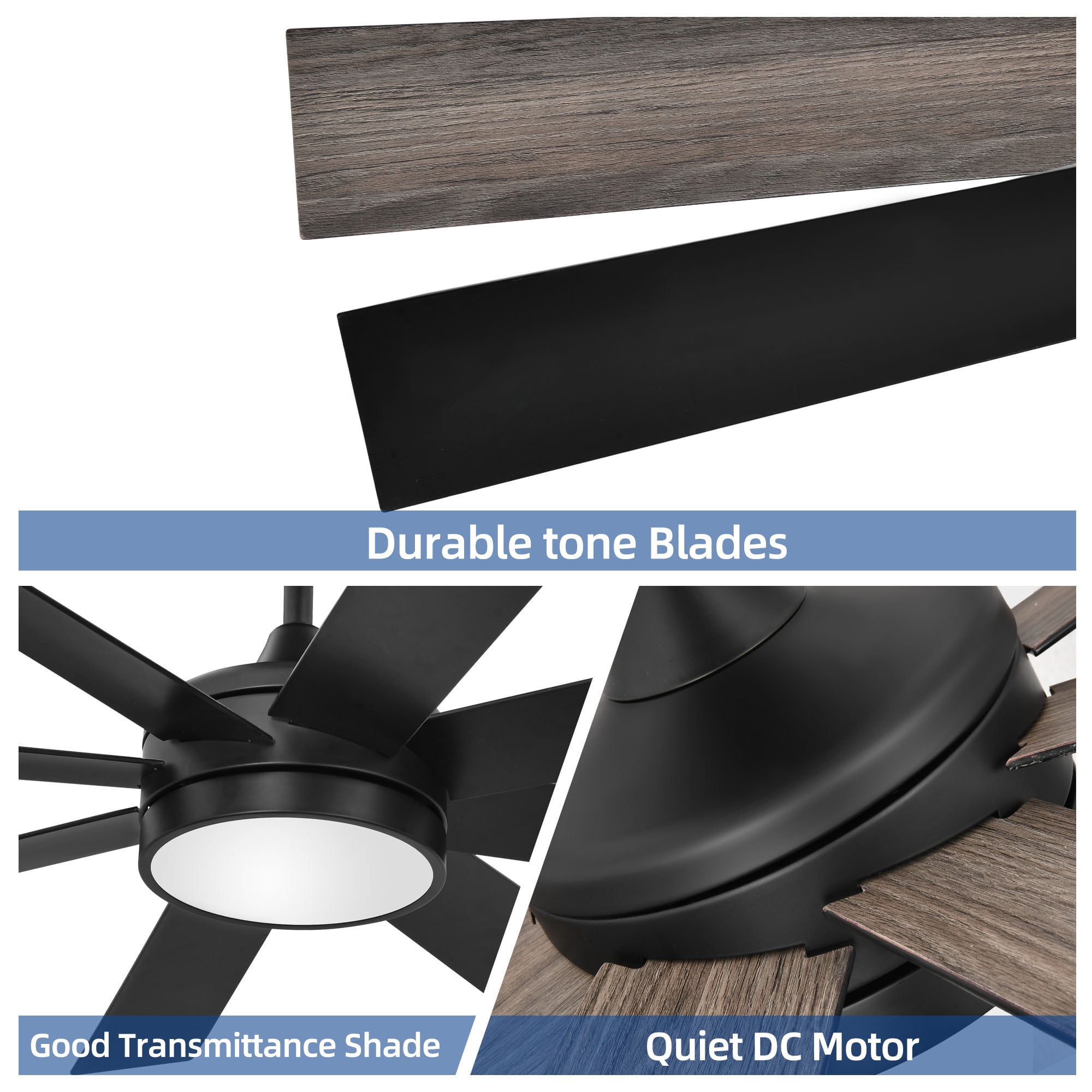 Dextrus 60'' Black LED Modern Indoor/Outdoor Ceiling Fan with Remote Control