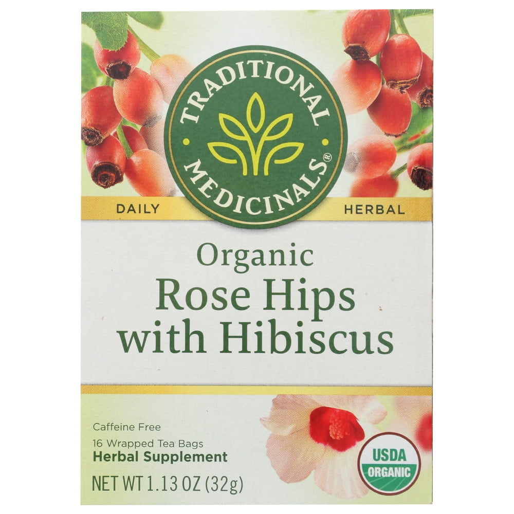 Traditional Medicinals Organic Herbal Tea Rose Hips With Hibiscus, 16 Bags