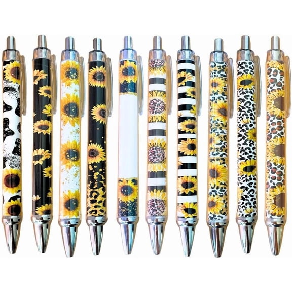 10PC Sunflower Pens Sunflowers Pen for Women Teacher Appreciation Gifts Work Office Desk Classroom Decor Supplies Stationary Set Accessories Party Favors Theme for Writing Journal Planning Notepad