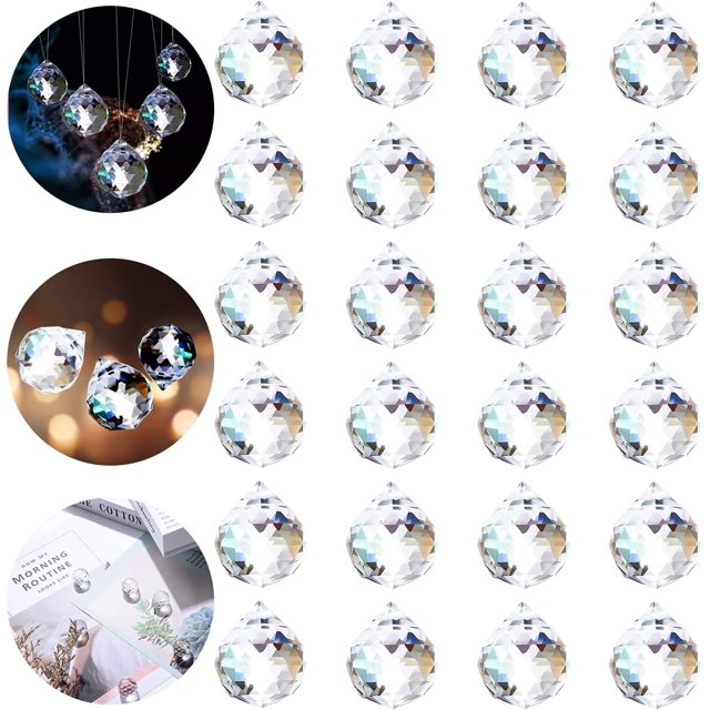 Bola de cristal transparente, decoración exquisita para su hogar, lámpara colgante Feng Shui, calidad K9, fabricante de arcoíris perfecto para decoración de bodas y proyectos de arte, juego de 24