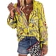 thumbnail image 1 of Sonducket Top de mujer, camisa estampada de manga larga, blusa suelta informal con botones estampados de otoño, ropa de otoño Prendas para la parte del cuerpo Amarillo L Sonducket AP003717-08, 1 of 2