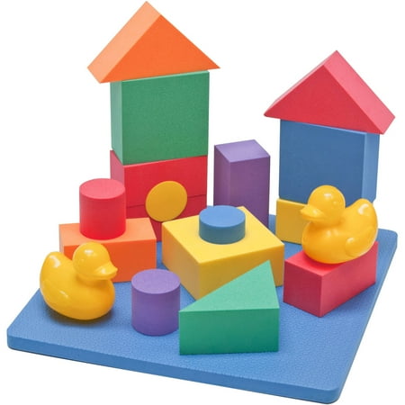 eWonderWorld Nontoxic Floating Waterproof Foam Building Blocks Bathtub Toys for Children with Tote Bag