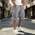 thumbnail image 2 of SONXAHE Men's Solid Cargo Bermudas Multi Flap Pocket Relaxed Cut Summer Vacation Shorts, 2 of 8