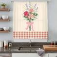 thumbnail image 4 of Pastoral Flowers Sheer Curtains 84 Inches Long, Spring Red Pink Leaves Farmhouse Plaid Light Filering Curtains, Breathable Simi Curtain Privacy Drapes for Living Room Bedroom Window Treatment, 4 of 9