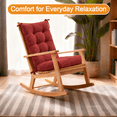 thumbnail image 2 of ROFIEJOX Indoor Rocking Chair Cushion with Ties, 28" x 18" x 3" Back and 18" x 18" x 4" Seat, Tufted Padding, Non-Slip Bottom, Red, 2 of 8