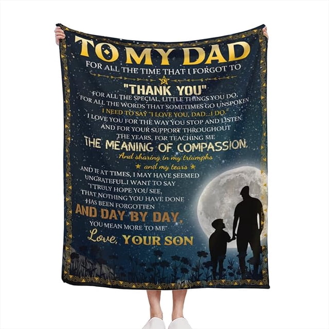LHSHID Blanket Gifts for Dad from Son to My Dad Blanket Best Gift for Fathers Day Birthday Christmas Bday Present Idea for Father Husband Men Him Healing Thoughts Throw Blanket 30"x40"