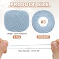 thumbnail image 2 of 164 Yards Size 3 Sky Blue Cotton Crochet Thread Lace Weight Yarn Tatting Thread for Crocheting Knitting Embroidery Sewing, 2 of 7