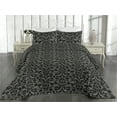 thumbnail image 2 of Ambesonne Damask Quilted Bedspread Set 3 Pcs, Design Traditional Floral, Twin, Charcoal Grey and Pale Grey, 2 of 4