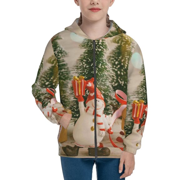 Naloa Holiday Christmas Stars Teenage Zipper Hoodie, Long Sleeve Zip Up Hoodies Casual Jackets Tops for 7-12 Years-Small