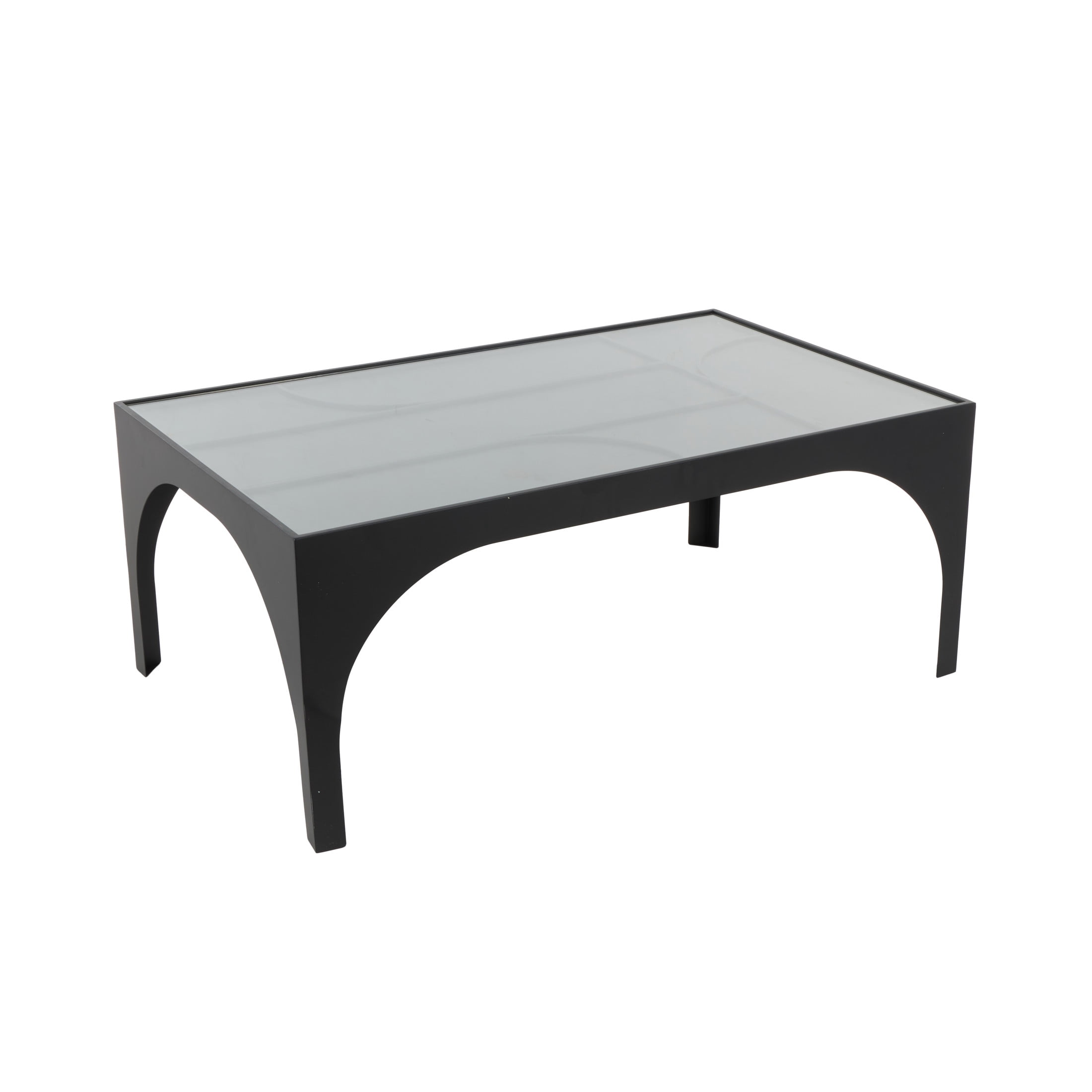 DecMode 42" x 17" Black Metal Geometric Coffee Table with Glass Top, 1-Piece