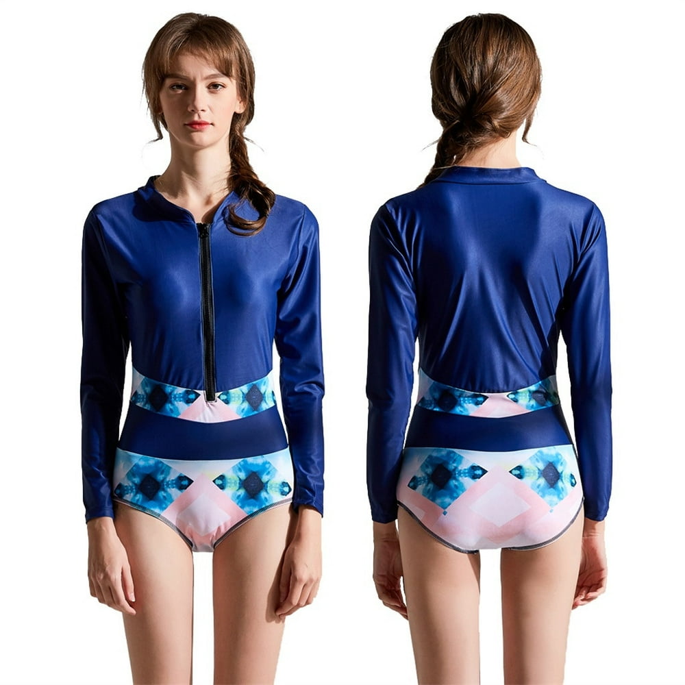 MIARHB Women Long Sleeve Surfing Diving Swimsuit One Piece Beach Bathing Suit