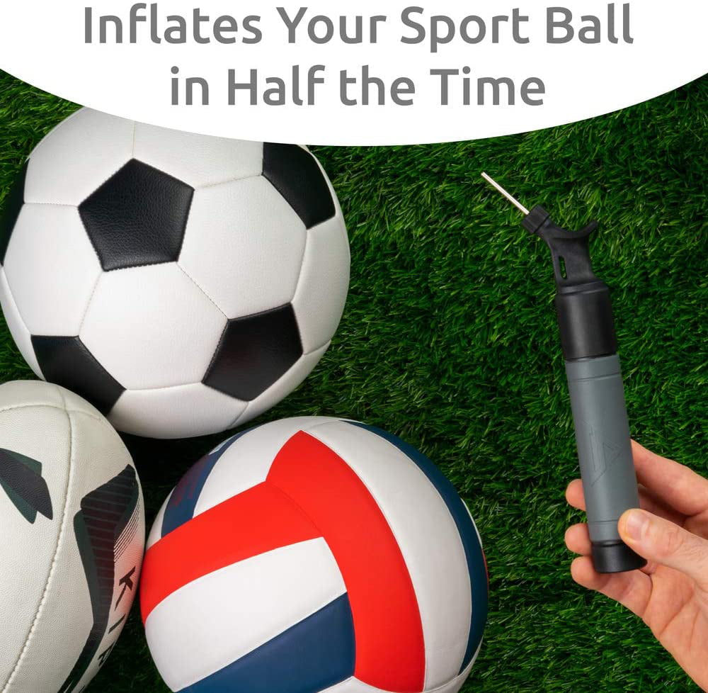 Soccer Ball and Other Inflatable Balls Sports Stable Ball Pump with 2 Spare Needles Dual-Action Air Pump for Your Basketball Volleyball Football 