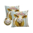 thumbnail image 2 of Outdoor Throw Pillow Cover Watercolor Farm Cow Flower Wreath Waterproof Cushion Covers 2 Pack Colorful Wooden Plank Pillow Cases Home Decoration for Patio Garden Couch Sofa, 2 of 7