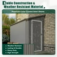 thumbnail image 6 of LZBEITEM 4 x 8 ft Outdoor Metal Storage Shed Lean to, Small Metal Wall Side Door Sheds & Garden Tool Shed with Galvanized Floor Frame Kit Lockable for Garden, Backyard, Gray, 95 x 48.82 x 75.7 inch, 6 of 10