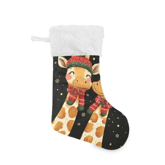 Cute Giraffes in Christmas Christmas Stocking Large Capacity 18 inch Gift Bag Holiday Decor 1 Pack