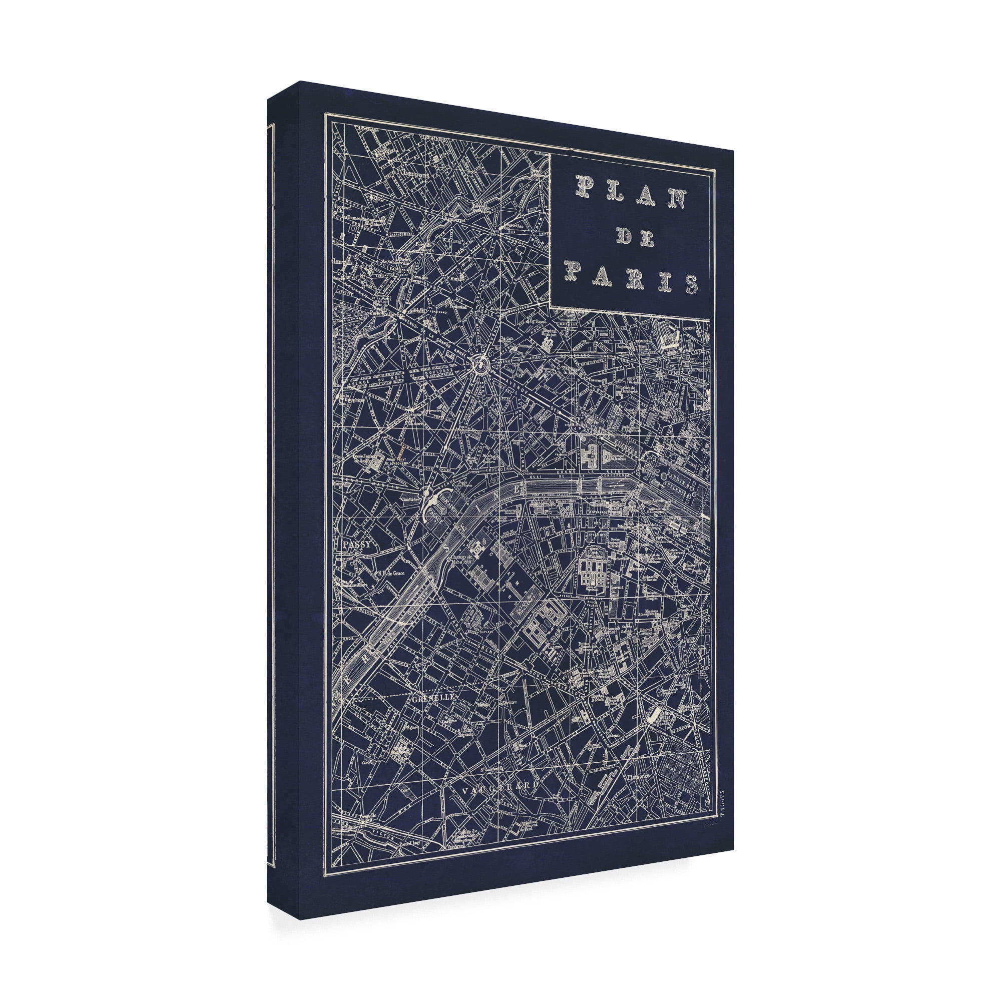 Trademark Fine Art 'Blueprint Map Paris' Canvas Art by Sue Schlabach