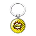 thumbnail image 1 of LLavero de cabujón de cristal de POP ART Bang/ Pow/Boom, accesorio moderno de 25mm para bolso, llavero de coche, soporte de anillo, 1 of 4