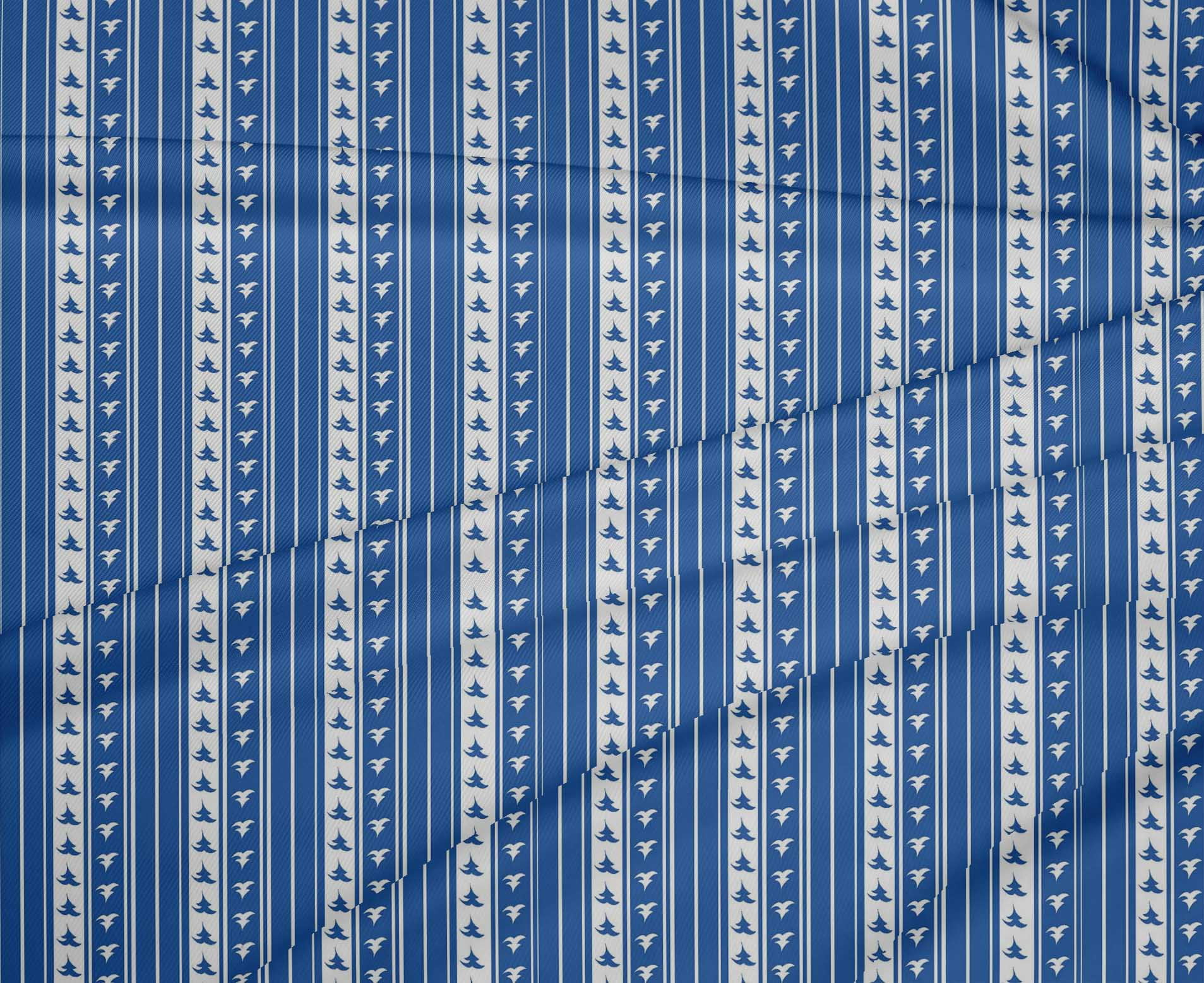oneOone Polyester Lycra Blue Fabric Christmas Fabric For Sewing Printed Craft Fabric By The Yard 56 Inch Wide-Z2