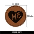 thumbnail image 2 of ME Maine State in Heart 2.5" Faux Leather Round Engraved Iron-On Patch - Brown, 2 of 6