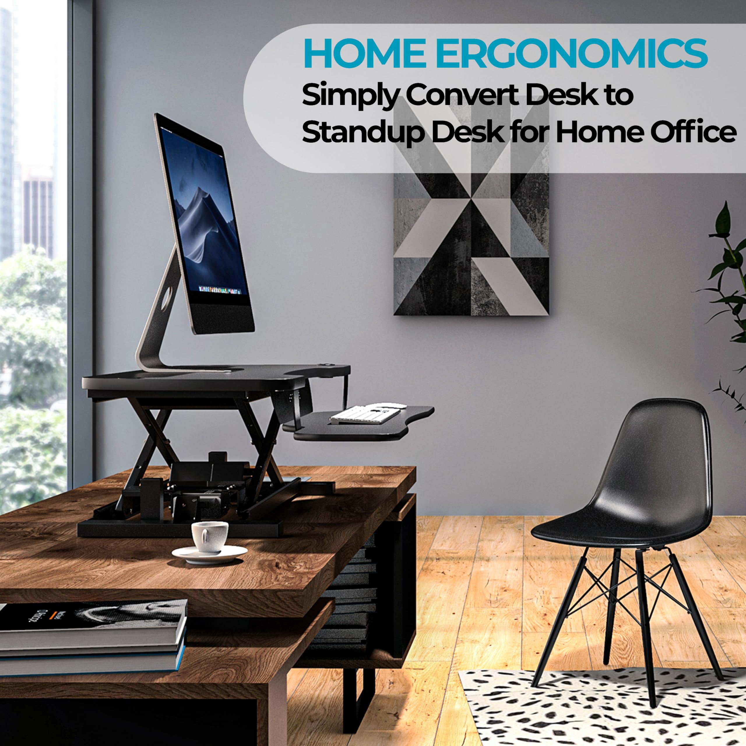 VersaDesk® 48"x24" Extra Wide Electric Height Adjustable Standing Desk Converter for Multi Monitor & Laptop Workstations, Black, w/ USB Charging Port