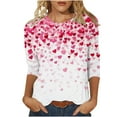 thumbnail image 3 of Horkkom Valentines Shirts for Women 3/4 Length Sleeve Heart Top Crewneck Heart Print Graphic Tees XXXL, Gifts for Women, 3 of 6