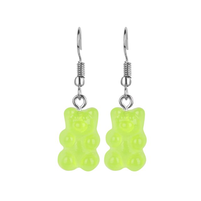 (1 Par De aretes con colgante De oso De dibujos animados) (pendientes De boda para mujer) (pendientes largos Elegantes