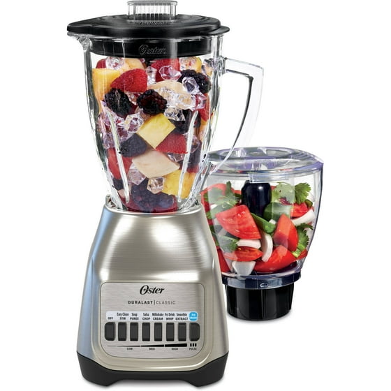 Oster® Classic Series Blender PLUS Food Chopper Nickel Plated Glass