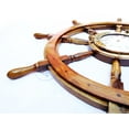 thumbnail image 3 of Nagina International 36" Pirate Wooden Crafted Ship Wheel with 10" Brass Porthole Clock | Vintage Home Decor Gift, 3 of 6