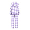 thumbnail image 4 of Girls Boys 2 Piece Sweatsuits Sets Hoodie Sweatshirt and Jogger Sweatpants Tracksuit Unisex Kids Sweat Set (14-15 Years, Purple|Plaid), 4 of 5
