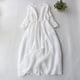 thumbnail image 1 of Puntoco Vestido Retro De Algodón Y Lino Con Cuello Redondo De Doble Capa Con Cordones En La Cintura Para Viajes Y Vacaciones Vestido De Manga Corta Con Cuello Redondo Blanco L, 1 of 6