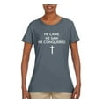 thumbnail image 2 of Wild Bobby He Came He Saw He Conquered Inspirational/Christian Women Graphic Tee, Charcoal, Medium, 2 of 6