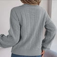 thumbnail image 3 of FAKKDUK Women's 2023 Fall Knit Pullover Sweater Elegant Long Lantern Sleeve V Neck Womens Pullover Blouse T-Shirt Women Knit Sweater Slim Fit Solid Basic Casual Tee Tops, S&Gray, 3 of 8
