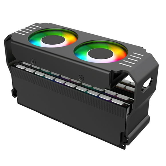 PC Case RAM Memory Module ARGB Cooler DDR3 to DDR5 5V 3Pin PWM 4Pin Light Sync 120mm Dual Fans Cooling Radiator Black