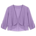 thumbnail image 5 of MDUKONU Womens Cropped Cardigans Soft Chiffon 3/4 Sleeve Open Front Short Shrugs Light Purple One Size, 5 of 5