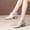 Beige, variant on Women's Pointed Toe Ankle Booties Side Zip Low Block Heel Pull On Croc Embossed Leather Bow Decor for Office Commute Elegant Matching Black 40