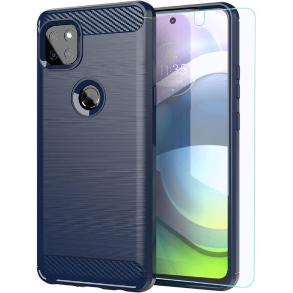 HCTian for Moto One 5G Ace Case with HD Screen Protector, Slim Non-Slip Protective Phone Case Cover for Motorola Moto One 5G UW Ace
