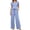 Blue, variant on Womens 2 Piece Summer Outfit Lounge Set Short Sleeve V Neck Top and Drawstring Wide Leg Pant Set Tracksuit Travel Matching Outfit