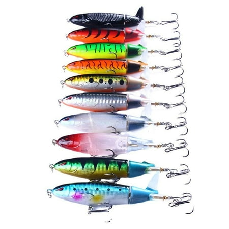 LIANXUE 10Pcs Propeller Baits Lure Fish Hook Rotating Tail Artificial Baits Hard Crankbait Topwater Fishing Lures Fishing Tackle