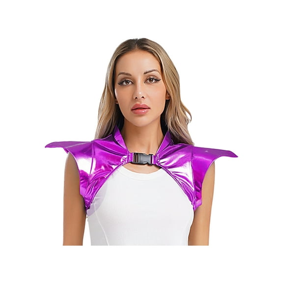 YiZYiF Womens Alien Robot Astronaut Shrug Steampunk Shiny Metallic Gothic Armor Halloween Costume Purple M