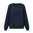thumbnail image 7 of Womens Sweatshirt with Pockets Lightweight Long Sleeve Round Neck Sweatshirt Keep Warm Tops, 7 of 7