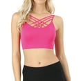 thumbnail image 1 of Zenana Women & Plus Comfort Seamless Crisscross Front Strappy Bralette Sports Bra Top with Removable Pads, 1 of 4