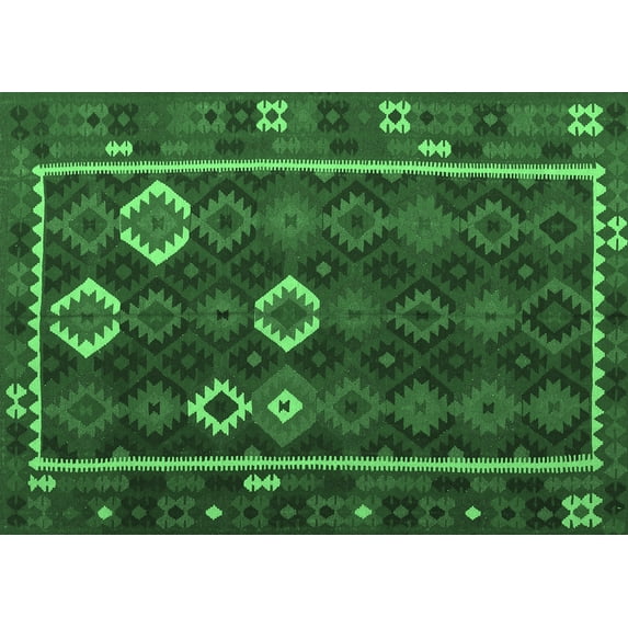 Ahgly Company Indoor Rectangle Oriental Emerald Green Traditional Area Rugs, 5' x 7'