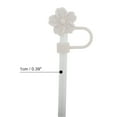thumbnail image 2 of Unique Bargains 4 Pcs Begonia Flower Straw Cover Cap for Office Beige Silicone, 2 of 5