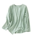 thumbnail image 2 of thefmos Women's Fall Winter Round Neck Long Sleeve Flowy Tops Casual Loose Fit Solid Basic Pullover Blouses Cute Trendy Tunic Shirts for Women Clothes, Green XL, 2 of 6