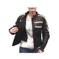 thumbnail image 3 of Redline Women's Naked Goat Skin Striped Racing Jacket, Black & White L-2402 (XL), 3 of 3