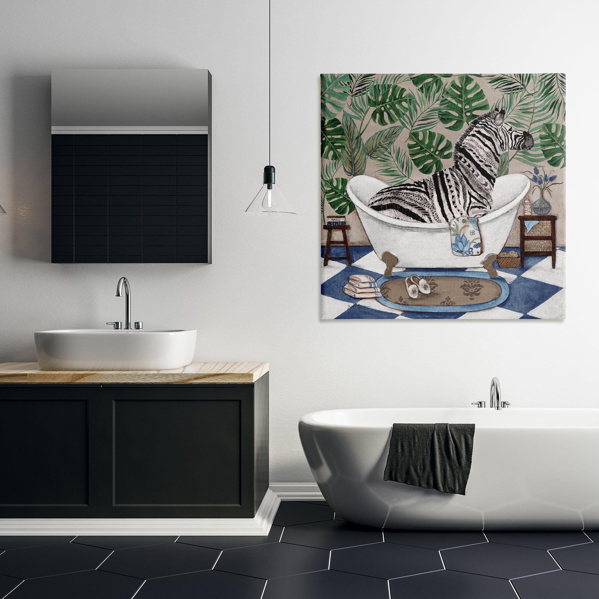 Stupell Industries Zebra in Tropical Bathtub Canvas Wall Art, design by Janet Tava