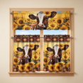 thumbnail image 5 of Sunflower Cow Print Kitchen Short Curtains, Rustic Farmhouse Rod Pocket Window Tier Curtains for Country Kitchen Cafe Window Decor, 5 of 7