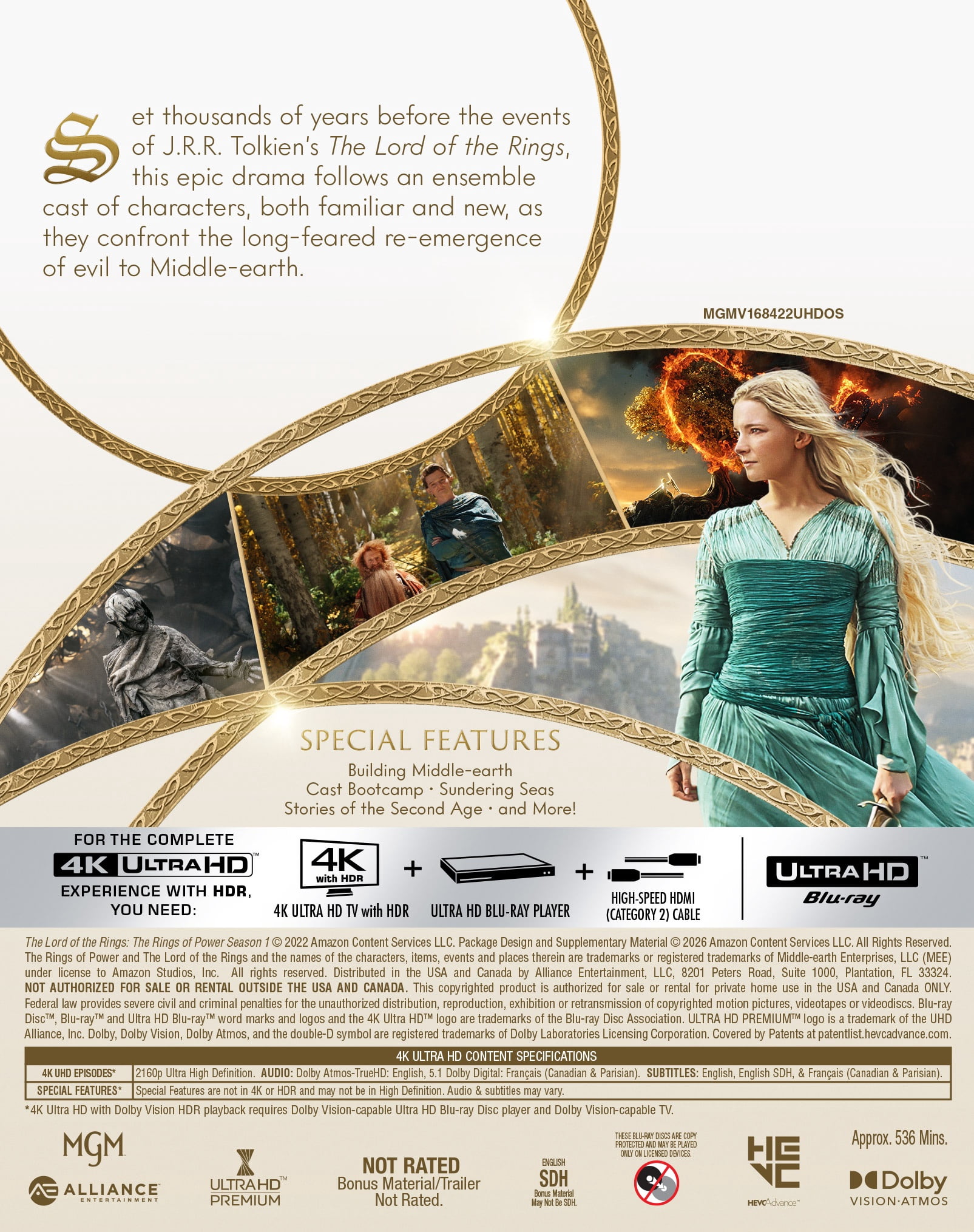 Lord of the Rings: Rings of Power: Season One (4K Ultra HD) Amazon/MGM Studios, Science Fiction & Fantasy