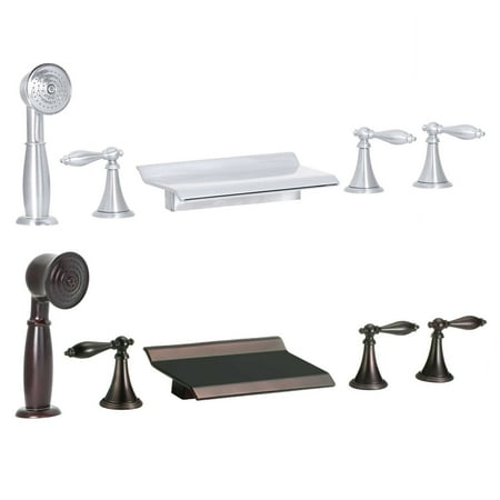 Collection Roman Tub Set - FREUER Scaffale Collection: Handshower Roman Tub Faucet, Brushed Nickel
